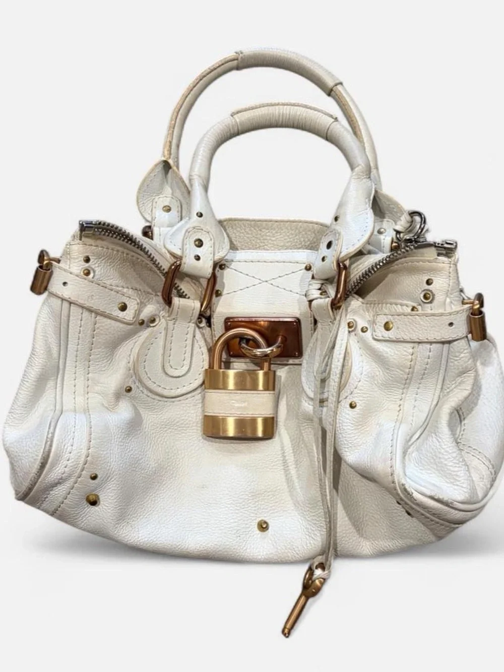 Authentic vintage white Chloé paddington bag